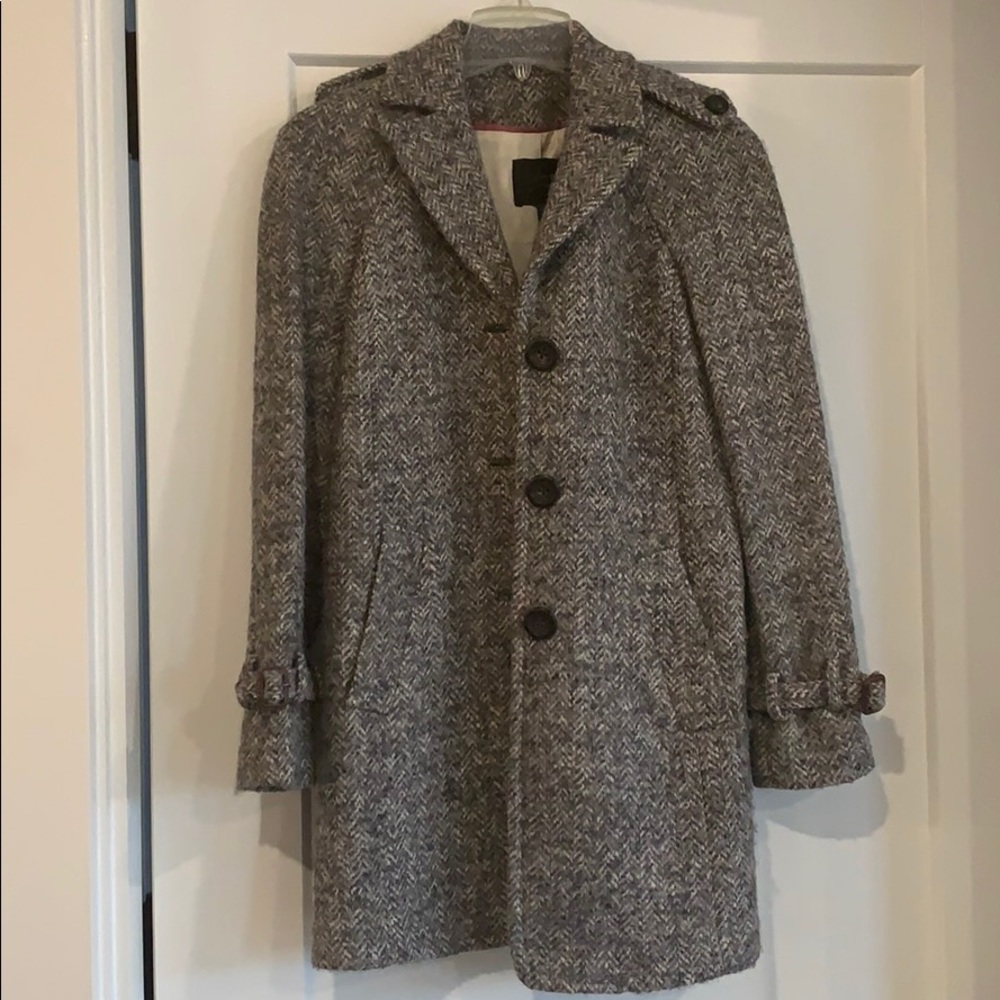 J.Crew Wool Herringbone Grey Tweed Coat